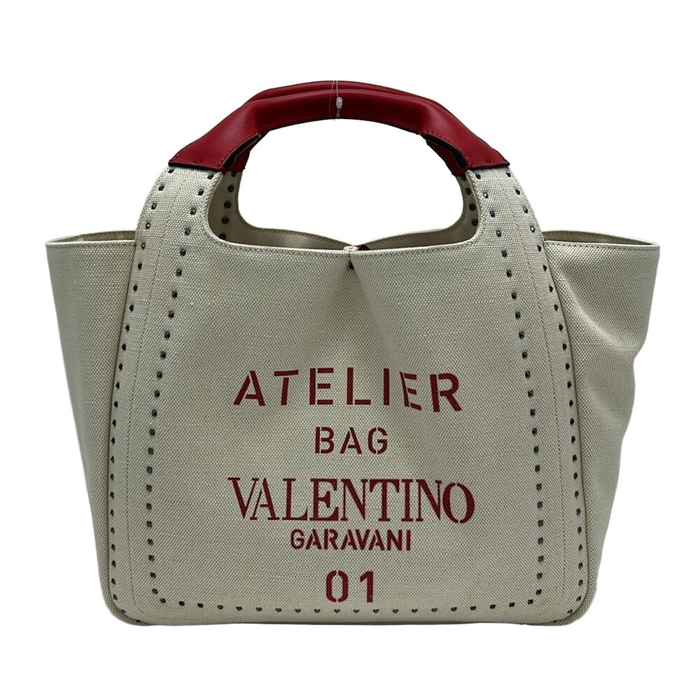 Valentino Garavani Tote Bag XW2B0H86NIZ White Red Canvas Leather